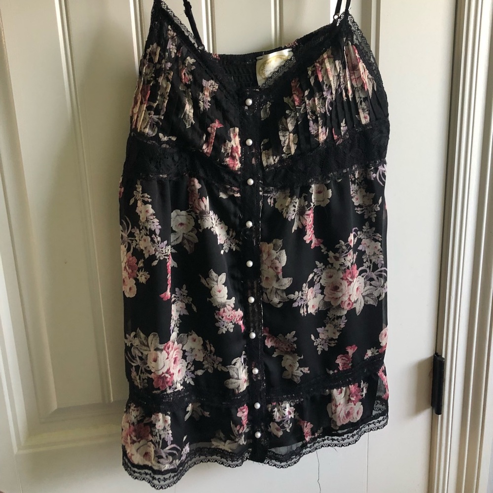 Floral Spaghetti Strap Boutique Tank Top